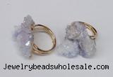 NGR96 15*20mm - 20*25mm nuggets plated druzy quartz rings