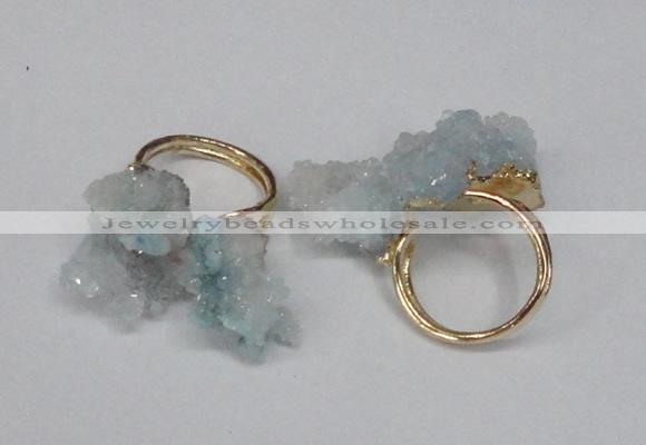 NGR97 15*20mm - 20*25mm nuggets plated druzy quartz rings