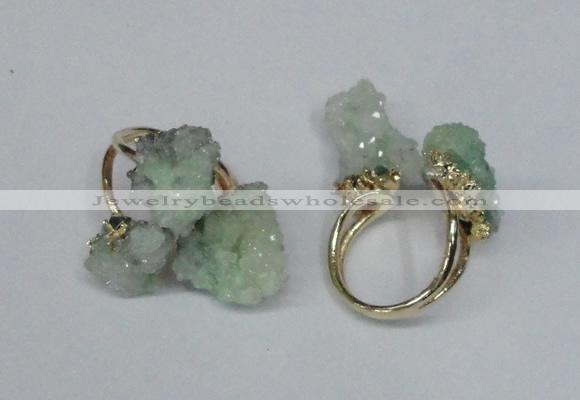 NGR98 15*20mm - 20*25mm nuggets plated druzy quartz rings