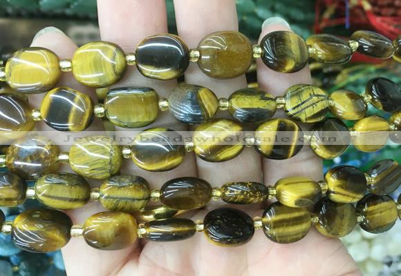 OVBS12 15 inches 8*12mm oval yellow tiger eye gemstone beads wholesale