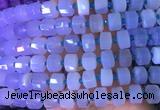 RBBS19 15 inches 8*12mm faceted wheel blue chalcedony gemstone beads