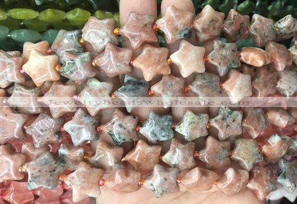 RGBS33 15 inches 16mm star plum blossom jade gemstone beads