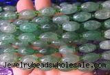 RIBS05 15 inches 8*13mm rice green strawberry quartz gemstone beads wholesale