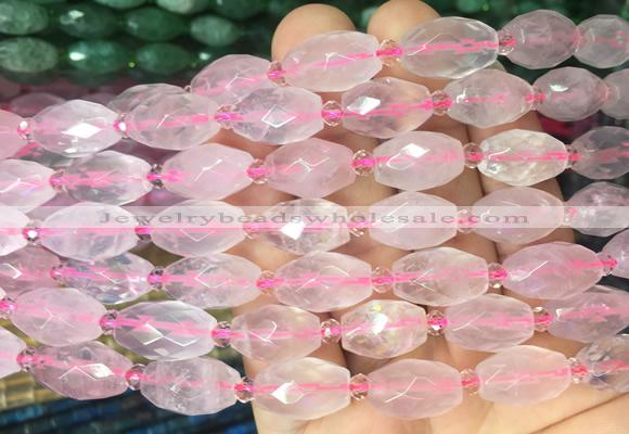 RIBS15 15 inches 10*14mm faceted rice rose quartz gemstone beads