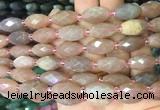 RIBS21 15 inches 10*14mm faceted rice moonstone gemstone beads