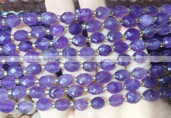 RIBS25 15 inches 6*8mm faceted rice amethyst gemstone beads