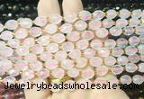 RIBS26 15 inches 6*8mm faceted rice rose quartz gemstone beads