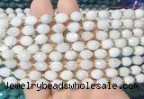 RIBS30 15 inches 6*8mm faceted rice white moonstone gemstone beads