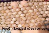 RIBS31 15 inches 6*8mm faceted rice pink moonstone gemstone beads