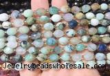 RIBS38 15 inches 6*8mm faceted rice chrysocolla gemstone beads