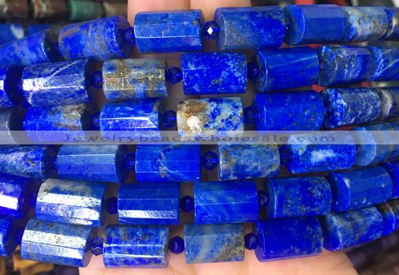 TBBS102 15 inches 10*14mm faceted tube lapis lazuli gemstone beads