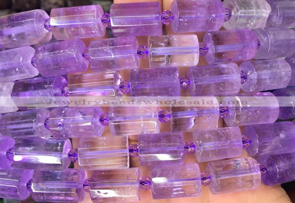 TBBS104 15 inches 10*14mm faceted tube amethyst gemstone beads