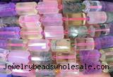 TBBS108 15 inches 10*14mm faceted tube multicolor quartz gemstone beads