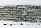 TBBS21 15 inches 4*13mm tube grey picture jasper gemstone beads