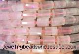 TBBS85 15 inches 10*14mm faceted tube rose quartz gemstone beads