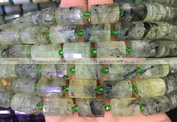 TBBS91 15 inches 10*14mm faceted tube prehnite gemstone beads