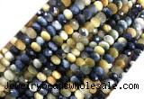 TEBS07 15 inches 4*6mm faceted rondelle golden & blue tiger eye beads