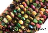 TEBS44 15 inches 6*10mm faceted rondelle rainbow tiger eye beads