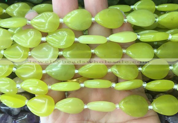 TRBS42 15 inches 13*18mm flat teardrop lemon jade gemstone beads