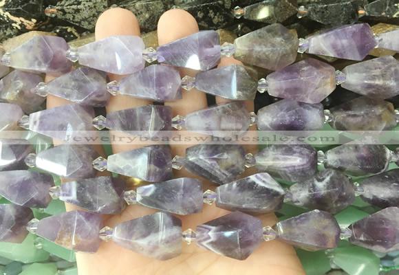 TRBS52 15 inches 11*22mm - 12*25mm faceted teardrop amethyst beads