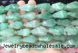 TRBS57 15 inches 11*22mm - 12*25mm faceted teardrop green strawberry quartz beads