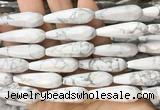 TRBS76 15 inches 10*30mm faceted teardrop white howlite beads wholesale